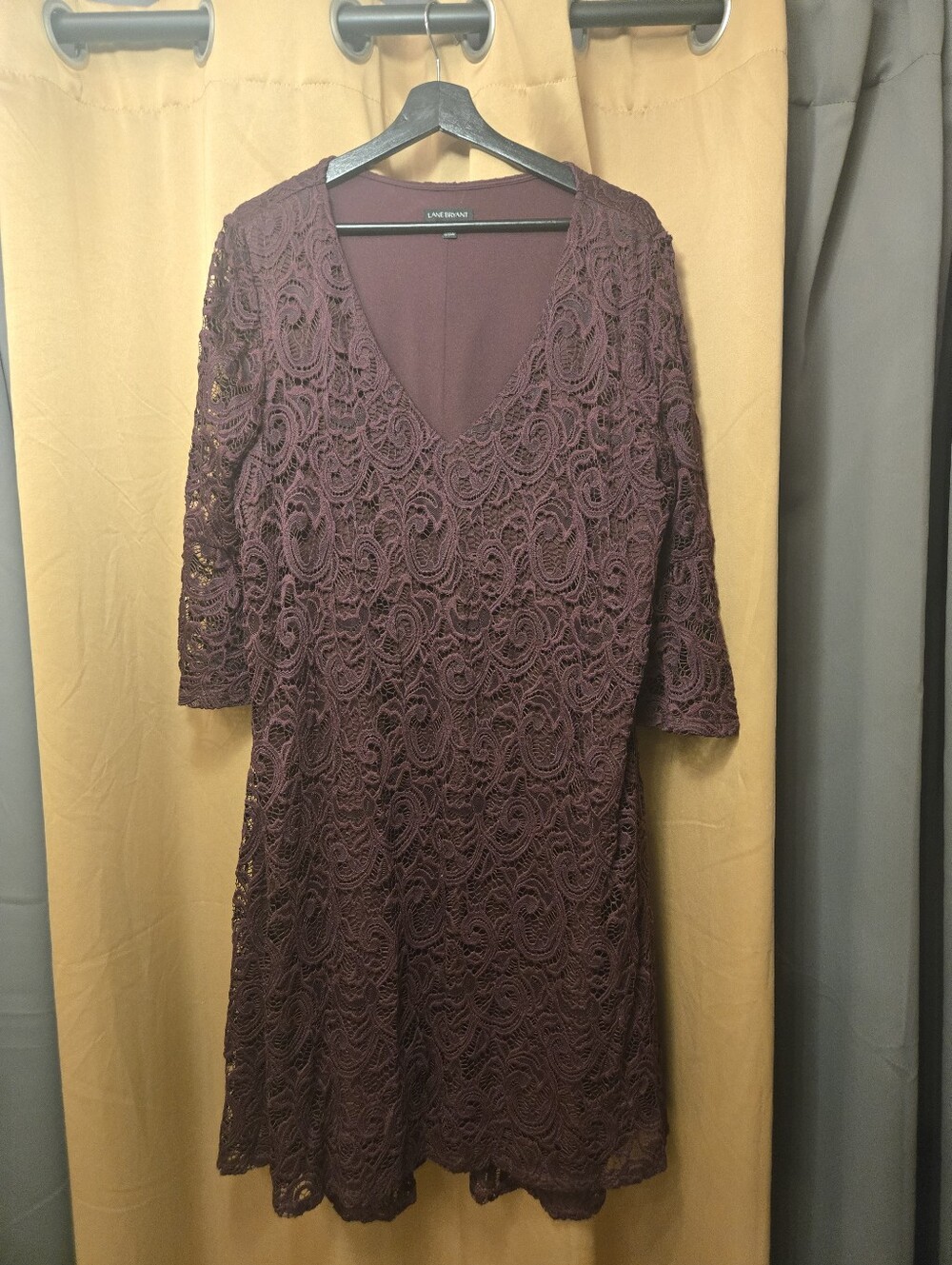 Lane Bryant Wine Lace V-Neck Midi Dress 18/20